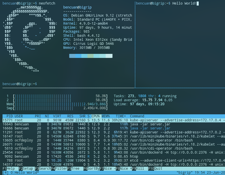 tmux layout